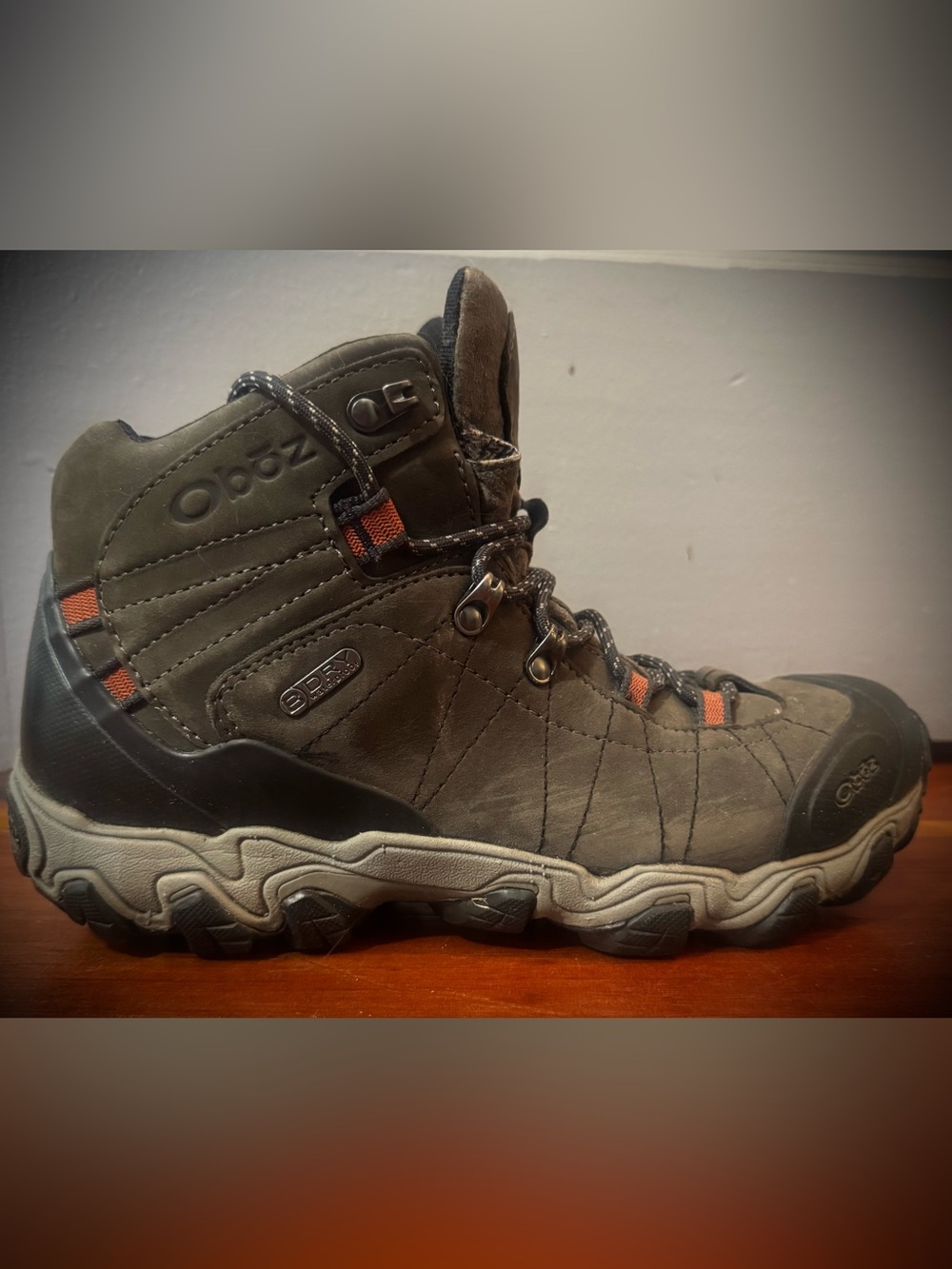 Oboz Men's Brown Hiking Boots with Orange Accents